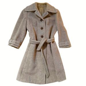 Rein Llama Long Hair Baby Alpaca Wool Vintage Coat in Light Beige